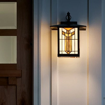 Buy ๐ 11.75" 1-Light Prairie Craftsman Style Stained Glass Outdoor Lantern Wall Sconce Bronze - River of Goods ๐ 3 Buy ๐ 11.75" 1-Light Prairie Craftsman Style Stained Glass Outdoor Lantern Wall Sconce Bronze - River of Goods ๐