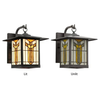 Buy ๐ 11.75" 1-Light Prairie Craftsman Style Stained Glass Outdoor Lantern Wall Sconce Bronze - River of Goods ๐ 6 Buy ๐ 11.75" 1-Light Prairie Craftsman Style Stained Glass Outdoor Lantern Wall Sconce Bronze - River of Goods ๐ - Image 4