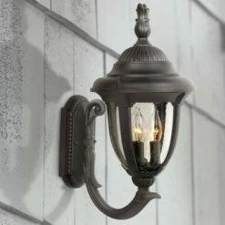 Cheap โ John Timberland Traditional Outdoor Wall Light Fixture Carriage Style Upbridge Black 19 1/8" Seeded Glass for Exterior House Porch โจ