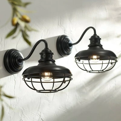 Cheapest ๐ Franklin Iron Works Vintage Industrial Outdoor Barn Wall Light Fixtures Set of 2 Black Iron 9" Gooseneck Arm Glass Exterior House ๐ 3 Cheapest ๐ Franklin Iron Works Vintage Industrial Outdoor Barn Wall Light Fixtures Set of 2 Black Iron 9" Gooseneck Arm Glass Exterior House ๐