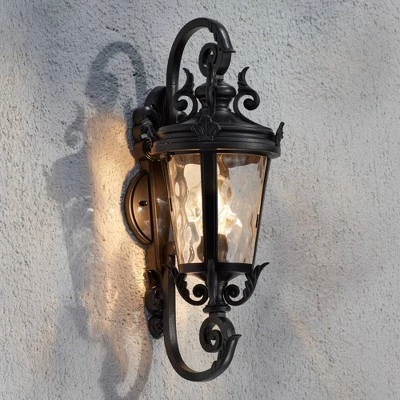 Outlet โค๏ธ John Timberland Traditional Outdoor Wall Light Fixture Black Steel Scroll 19" Clear ๐จ Hammered Glass for Exterior House Porch Patio ๐ 3 Outlet โค๏ธ John Timberland Traditional Outdoor Wall Light Fixture Black Steel Scroll 19" Clear ๐จ Hammered Glass for Exterior House Porch Patio ๐