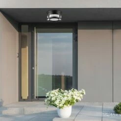 Best reviews of 🔥 1 Light Brisbane Outdoor Indoor Flush Mount Ceiling with Frosted Glass Shade Matte Black - Globe Electric ⌛ -Outdoor Lighting Store unnamed file 345