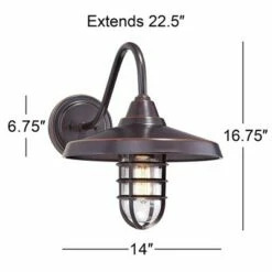 Promo 🔥 John Timberland Industrial Outdoor Barn Light Wall Fixture Painted Bronze Cage 16 3/4" Clear Glass for Exterior House Porch Patio 😍 -Outdoor Lighting Store unnamed file 3481