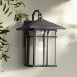 Top 10 🎁 John Timberland Mission Outdoor Wall Light Fixture Painted Bronze 16 1/2" Seeded Clear Glass Lantern for House Porch Patio Deck 🔥
