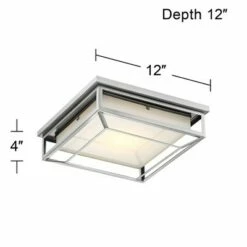Brand new 👍 Possini Euro Design Modern Outdoor Ceiling Light Fixture LED Matte Nickel 12" Frosted Bonded Glass Damp Rated for Exterior House 🛒 -Outdoor Lighting Store unnamed file 349