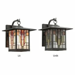 Best deal 🎁 11.75" 1-Light Prairie Craftsman Outdoor Wall Lantern Sconce Oil Rubbed Bronze - River of Goods 🤩 -Outdoor Lighting Store unnamed file 3503