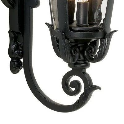 Outlet ⌛ John Timberland Mediterranean Outdoor Wall Light Fixture Black Scroll Arm 21 1/2" Clear 🔨 Hammered Glass for House Porch Patio ❤️ 6 Outlet ⌛ John Timberland Mediterranean Outdoor Wall Light Fixture Black Scroll Arm 21 1/2" Clear 🔨 Hammered Glass for House Porch Patio ❤️ - Image 4