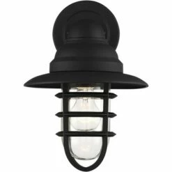 Promo 🤩 John Timberland Industrial Farmhouse Outdoor Barn Light Fixture Black 13" Hood Cage Clear Glass Exterior House Porch Patio Home ⭐ -Outdoor Lighting Store unnamed file 3524