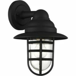 Promo 🤩 John Timberland Industrial Farmhouse Outdoor Barn Light Fixture Black 13" Hood Cage Clear Glass Exterior House Porch Patio Home ⭐ -Outdoor Lighting Store unnamed file 3525