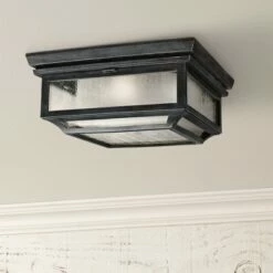 Cheap 😀 Feiss Shepherd 13"W Weathered Zinc Outdoor Ceiling Light 🧨