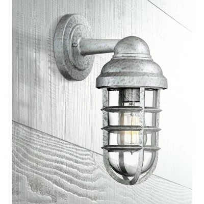 Promo 🥰 John Timberland Farmhouse Outdoor Wall Light Fixture Galvanized Steel 13 1/4" Caged Clear Glass for Barn House Porch Patio ✨ 3 Promo 🥰 John Timberland Farmhouse Outdoor Wall Light Fixture Galvanized Steel 13 1/4" Caged Clear Glass for Barn House Porch Patio ✨