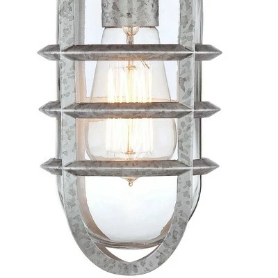 Promo 🥰 John Timberland Farmhouse Outdoor Wall Light Fixture Galvanized Steel 13 1/4" Caged Clear Glass for Barn House Porch Patio ✨ 4 Promo 🥰 John Timberland Farmhouse Outdoor Wall Light Fixture Galvanized Steel 13 1/4" Caged Clear Glass for Barn House Porch Patio ✨ - Image 2