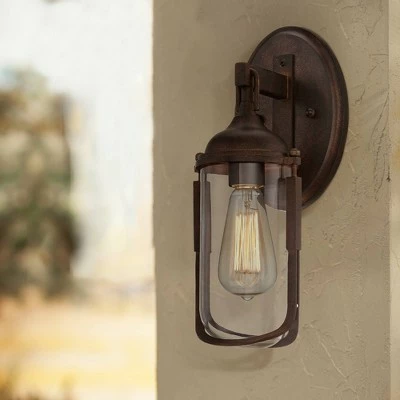 Deals 👏 Franklin Iron Works Vintage Industrial Outdoor Wall Light Fixture Bronze 15" Clear Glass Edison Bulb for Exterior House Porch 😉 3 Deals 👏 Franklin Iron Works Vintage Industrial Outdoor Wall Light Fixture Bronze 15" Clear Glass Edison Bulb for Exterior House Porch 😉