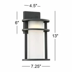Buy 🌟 John Timberland Modern Outdoor Wall Light Fixture LED Black 13" Caged White Frosted Glass for Exterior House Porch Patio Deck 🥰 -Outdoor Lighting Store unnamed file 3577