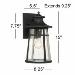 New 💯 John Timberland Outdoor Wall Light Fixtures Set of 2 Cast Iron Black 15" Clear Seedy Glass for Exterior House Porch Patio Deck 😉 -Outdoor Lighting Store unnamed file 3605