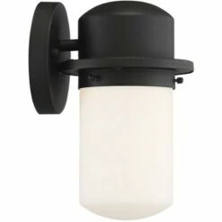 Best reviews of 🤩 Possini Euro Design Modern Outdoor Wall Light Fixture LED Textured Black 9 1/4" White Opal Glass Exterior House Porch Patio Deck 💯 -Outdoor Lighting Store unnamed file 3635