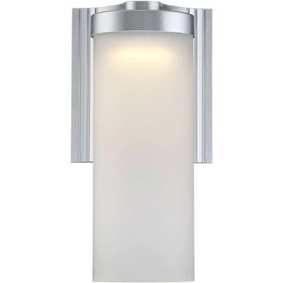 Best deal ⌛ Possini Euro Design Modern Outdoor Wall Light Fixtures Set of 2 LED Silver 10 1/2" Open Bottom Frosted Glass for House Porch Patio ❤️ 4 Best deal ⌛ Possini Euro Design Modern Outdoor Wall Light Fixtures Set of 2 LED Silver 10 1/2" Open Bottom Frosted Glass for House Porch Patio ❤️ - Image 2