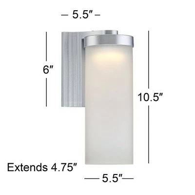 Best deal ⌛ Possini Euro Design Modern Outdoor Wall Light Fixtures Set of 2 LED Silver 10 1/2" Open Bottom Frosted Glass for House Porch Patio ❤️ 6 Best deal ⌛ Possini Euro Design Modern Outdoor Wall Light Fixtures Set of 2 LED Silver 10 1/2" Open Bottom Frosted Glass for House Porch Patio ❤️ - Image 4