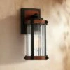 Discount 🥰 John Timberland Modern Rustic Outdoor Wall Light Fixture Black Aluminum Dark Wood Finish 11 3/4" Clear Glass Exterior House Porch Patio 😀