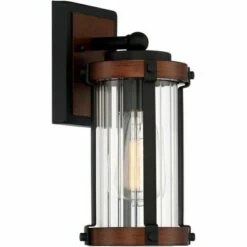 Discount 🥰 John Timberland Modern Rustic Outdoor Wall Light Fixture Black Aluminum Dark Wood Finish 11 3/4" Clear Glass Exterior House Porch Patio 😀 -Outdoor Lighting Store unnamed file 3651