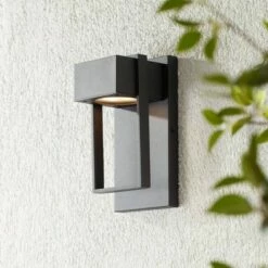 Promo 😍 Possini Euro Design Modern Outdoor Wall Light Fixture LED Textured Black 9 1/2" Crystal Diffuser Downlight for Exterior House 👏