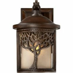 Cheapest ❤️ John Timberland Rustic Outdoor Wall Light Fixture Bronze 9 1/2" Tree Etched Glass Sconce for Exterior House Deck Patio Porch Lighting 🎁 -Outdoor Lighting Store unnamed file 3683