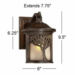 Cheapest ❤️ John Timberland Rustic Outdoor Wall Light Fixture Bronze 9 1/2" Tree Etched Glass Sconce for Exterior House Deck Patio Porch Lighting 🎁 -Outdoor Lighting Store unnamed file 3686