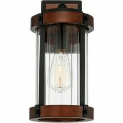 Coupon 🎉 John Timberland Modern Rustic Outdoor Wall Light Fixture Black Aluminum Dark Wood Finish 13 3/4" Clear Glass Exterior House Porch Patio 🔔 -Outdoor Lighting Store unnamed file 3732