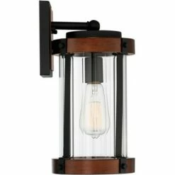 Coupon 🎉 John Timberland Modern Rustic Outdoor Wall Light Fixture Black Aluminum Dark Wood Finish 13 3/4" Clear Glass Exterior House Porch Patio 🔔 -Outdoor Lighting Store unnamed file 3734
