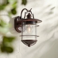 Best Pirce ๐ฅ Franklin Iron Works Industrial Rustic Outdoor Light Fixture Vintage Bronze 12" Clear Seedy Glass for Exterior House Porch Patio ๐