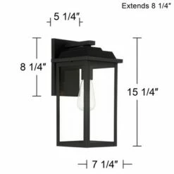 Buy 🛒 John Timberland Traditional Outdoor Wall Light Fixture Textured Black Metal 15 1/4" Clear Glass Panel Exterior House Porch Patio 💯 -Outdoor Lighting Store unnamed file 3746