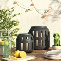 Outdoor Lighting Store 34 Hot Sale β¨ Ceramic Earthenware Cutout Design Outdoor Lantern Black - Opalhouseβ’ π