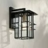 Discount 👍 Possini Euro Design Modern Outdoor Wall Light Fixture Black Geometric Frame 12" Seedy Glass for Exterior House Porch Patio Deck ✔️ -Outdoor Lighting Store unnamed file 3762