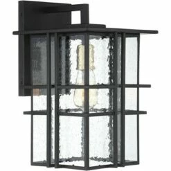 Discount 👍 Possini Euro Design Modern Outdoor Wall Light Fixture Black Geometric Frame 12" Seedy Glass for Exterior House Porch Patio Deck ✔️ -Outdoor Lighting Store unnamed file 3765