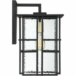 Discount 👍 Possini Euro Design Modern Outdoor Wall Light Fixture Black Geometric Frame 12" Seedy Glass for Exterior House Porch Patio Deck ✔️ -Outdoor Lighting Store unnamed file 3766