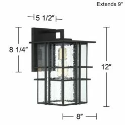 Discount 👍 Possini Euro Design Modern Outdoor Wall Light Fixture Black Geometric Frame 12" Seedy Glass for Exterior House Porch Patio Deck ✔️ -Outdoor Lighting Store unnamed file 3767