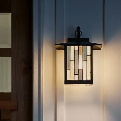 Cheap 🎉 11.75" Stained Glass 1-Light Prairie Style Outdoor Wall Lantern Sconce Oil-Rubbed Bronze - River of Goods 💯 3 Cheap 🎉 11.75" Stained Glass 1-Light Prairie Style Outdoor Wall Lantern Sconce Oil-Rubbed Bronze - River of Goods 💯