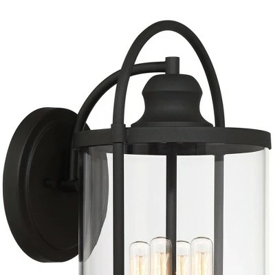 Budget 🔔 John Timberland Modern Outdoor Wall Light Fixture Black 17" Clear Cylindrical Glass for Exterior House Porch Patio Outside Deck ✨ 4 Budget 🔔 John Timberland Modern Outdoor Wall Light Fixture Black 17" Clear Cylindrical Glass for Exterior House Porch Patio Outside Deck ✨ - Image 2
