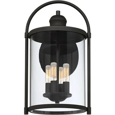 Budget 🔔 John Timberland Modern Outdoor Wall Light Fixture Black 17" Clear Cylindrical Glass for Exterior House Porch Patio Outside Deck ✨ 5 Budget 🔔 John Timberland Modern Outdoor Wall Light Fixture Black 17" Clear Cylindrical Glass for Exterior House Porch Patio Outside Deck ✨ - Image 3