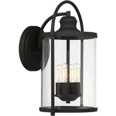 Budget 🔔 John Timberland Modern Outdoor Wall Light Fixture Black 17" Clear Cylindrical Glass for Exterior House Porch Patio Outside Deck ✨ 6 Budget 🔔 John Timberland Modern Outdoor Wall Light Fixture Black 17" Clear Cylindrical Glass for Exterior House Porch Patio Outside Deck ✨ - Image 4