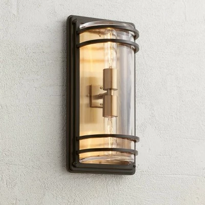 Best Pirce 🥰 John Timberland Modern Outdoor Wall Sconce Fixture Bronze and Warm Brass 16" Clear Glass for Exterior House Porch Patio Deck 🧨 3 Best Pirce 🥰 John Timberland Modern Outdoor Wall Sconce Fixture Bronze and Warm Brass 16" Clear Glass for Exterior House Porch Patio Deck 🧨