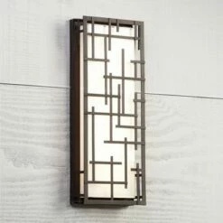 Coupon ✔️ Possini Euro Design Modern Outdoor LED Wall Light Designer Lines Bronze Exterior 6 1/4" High Fixture for House Patio Porch 🤩