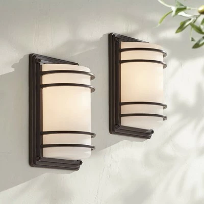 Flash Sale 🎉 John Timberland Modern Outdoor Wall Light Fixtures Set of 2 Oil Rubbed Bronze 11" LED Opal Glass Shade Exterior House Porch Patio 🔥 3 Flash Sale 🎉 John Timberland Modern Outdoor Wall Light Fixtures Set of 2 Oil Rubbed Bronze 11" LED Opal Glass Shade Exterior House Porch Patio 🔥