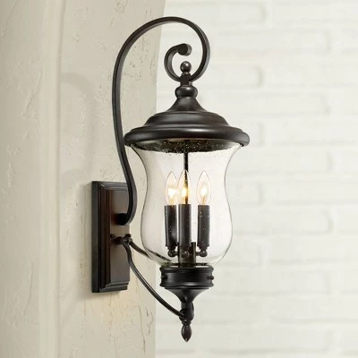 Brand new ✔️ Franklin Iron Works Outdoor Wall Light Fixture LED Dimmable Bronze 26 3/4" Clear Seedy Glass for Exterior House Porch Patio 👍 3 Brand new ✔️ Franklin Iron Works Outdoor Wall Light Fixture LED Dimmable Bronze 26 3/4" Clear Seedy Glass for Exterior House Porch Patio 👍