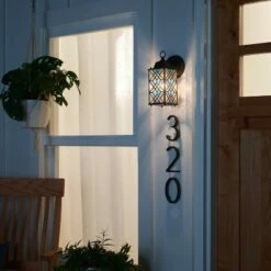 Budget 😀 10.25" 1-Light Traditional Satin Outdoor Stained Glass Lantern Wall Sconce Black - River of Goods 😉 -Outdoor Lighting Store unnamed file 3865