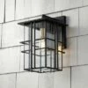 Wholesale 👍 Possini Euro Design Modern Outdoor Wall Light Fixture Black Geometric Frame 16" Seedy Glass for Exterior House Porch Patio Deck 🤩 -Outdoor Lighting Store unnamed file 3916