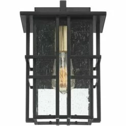 Wholesale 👍 Possini Euro Design Modern Outdoor Wall Light Fixture Black Geometric Frame 16" Seedy Glass for Exterior House Porch Patio Deck 🤩 -Outdoor Lighting Store unnamed file 3918