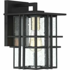 Wholesale 👍 Possini Euro Design Modern Outdoor Wall Light Fixture Black Geometric Frame 16" Seedy Glass for Exterior House Porch Patio Deck 🤩 -Outdoor Lighting Store unnamed file 3919