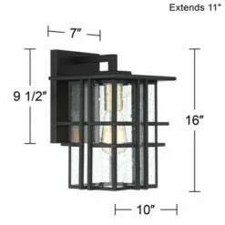 Wholesale 👍 Possini Euro Design Modern Outdoor Wall Light Fixture Black Geometric Frame 16" Seedy Glass for Exterior House Porch Patio Deck 🤩 -Outdoor Lighting Store unnamed file 3921