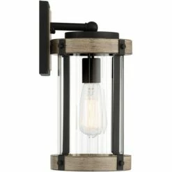 Cheapest ✔️ John Timberland Rustic Outdoor Wall Light Fixture Black Metal Gray Wood Finish 13 3/4" Clear Glass Exterior House Porch Patio Deck Garage 👍 -Outdoor Lighting Store unnamed file 3931